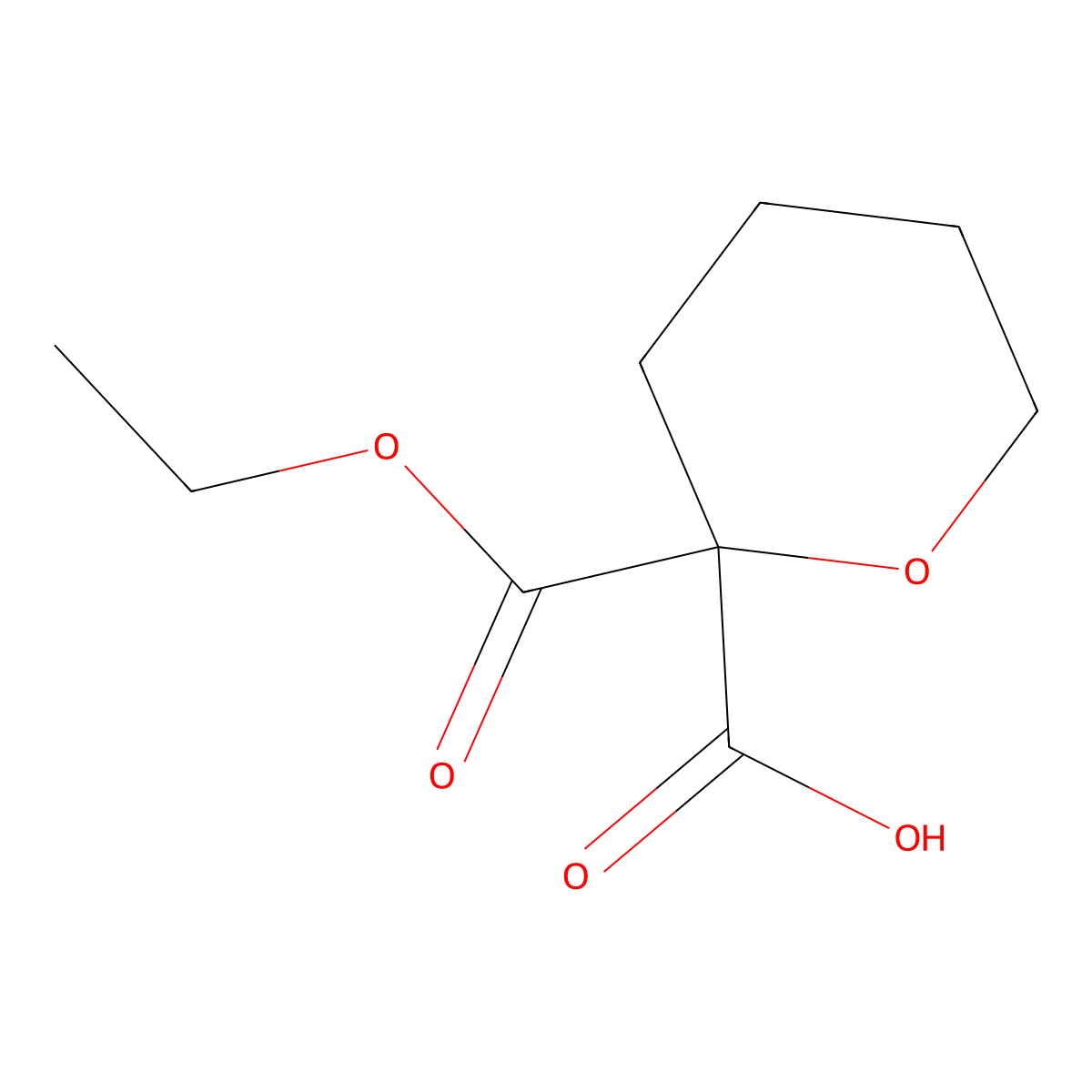 2-(Ethoxycarbonyl)oxane-2-carboxylic acid molecular structure, CAS 2411290-58-7
