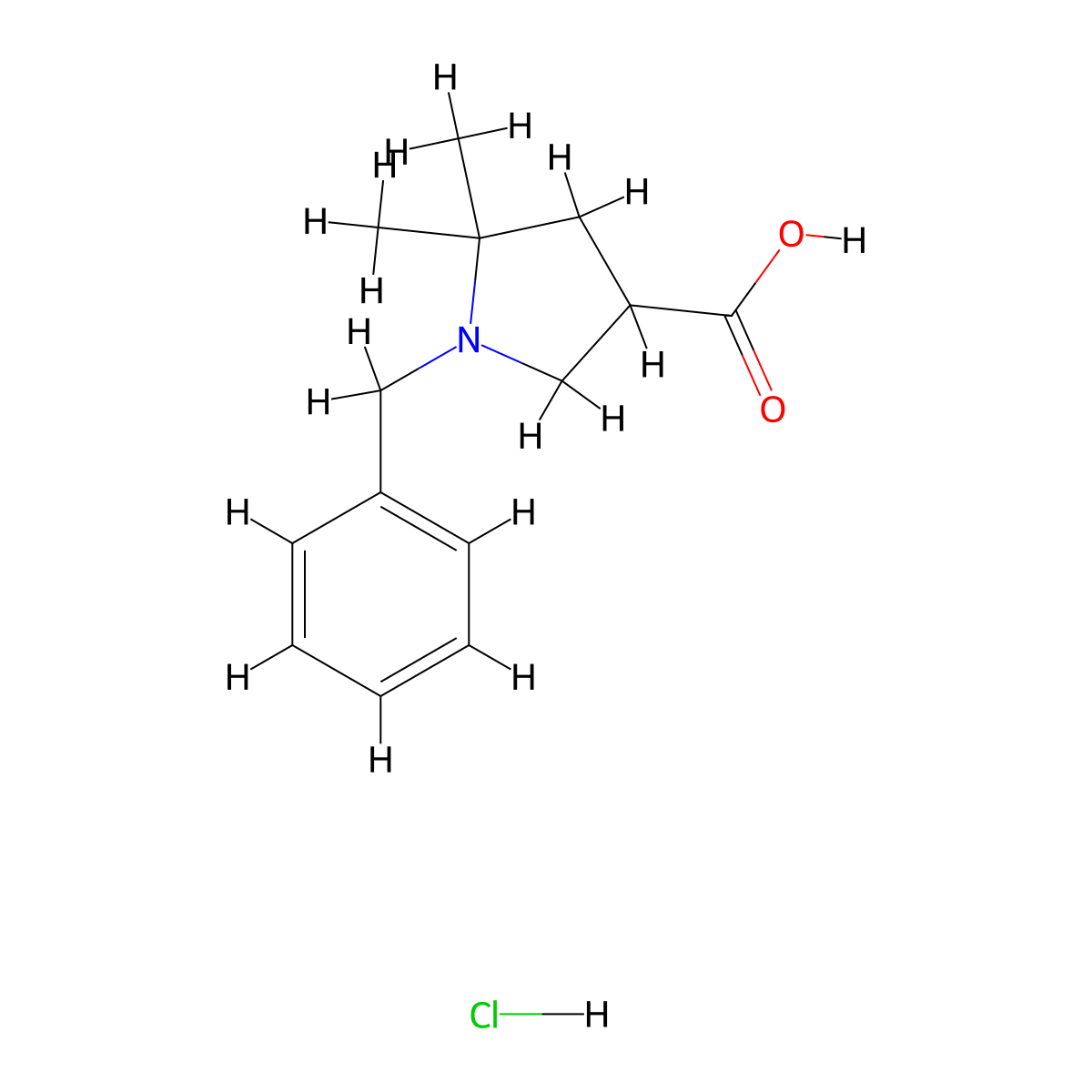 1-Benzyl-5,5-dimethylpyrrolidine-3-carboxylic acid hydrochloride molecular structure, CAS 2411290-73-6