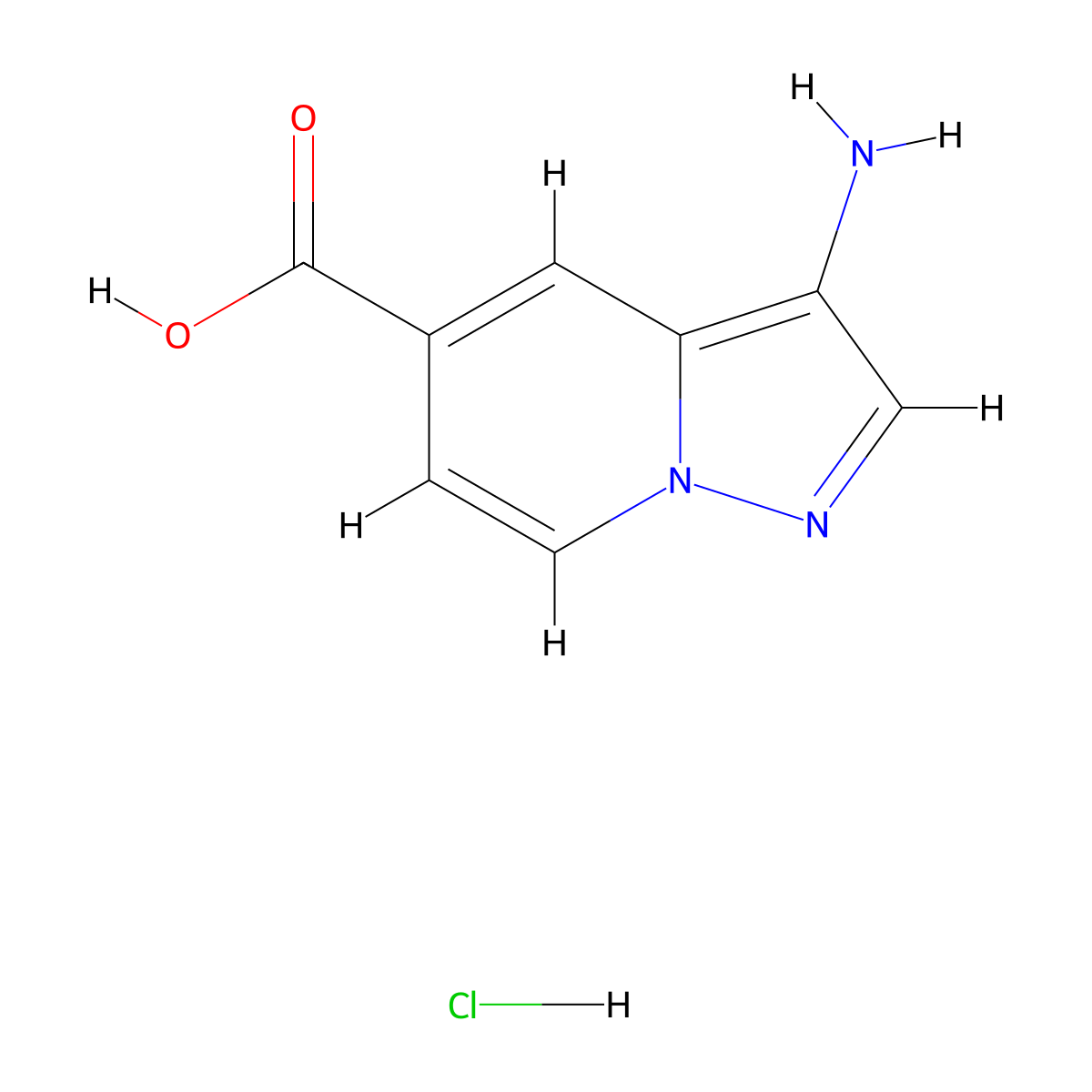 3-Aminopyrazolo[1,5-a]pyridine-5-carboxylic acid hydrochloride molecular structure, CAS 2411292-44-7