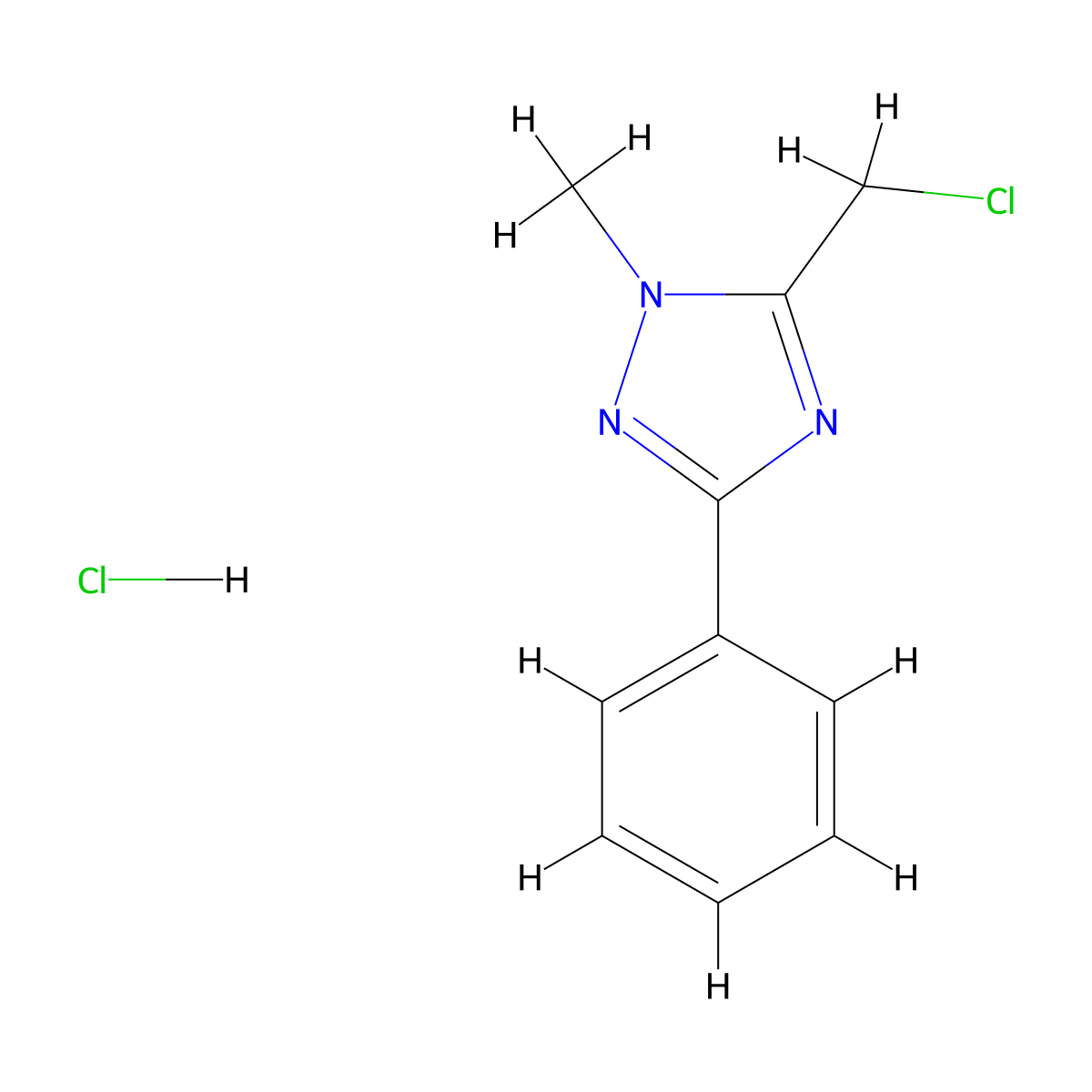 5-(Chloromethyl)-1-methyl-3-phenyl-1,2,4-triazole;hydrochloride molecular structure, CAS 2411292-66-3