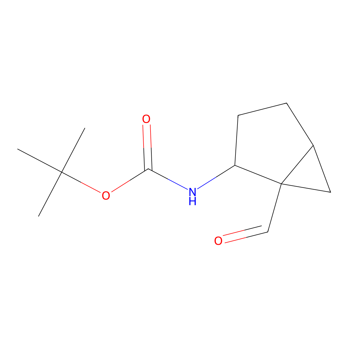 tert-butyl N-{1-formylbicyclo[3.1.0]hexan-2-yl}carbamate molecular structure, CAS 2411292-69-6