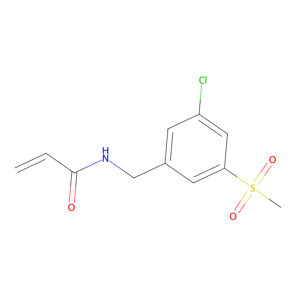 N-[(3-chloro-5-methanesulfonylphenyl)methyl]prop-2-enamide molecular structure, CAS 2411292-90-3