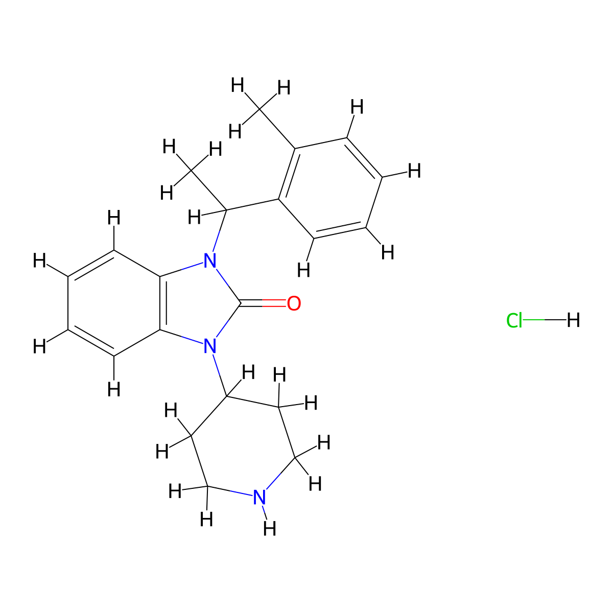 1-[1-(2-methylphenyl)ethyl]-3-(piperidin-4-yl)-2,3-dihydro-1H-1,3-benzodiazol-2-one hydrochloride molecular structure, CAS 2411293-66-6