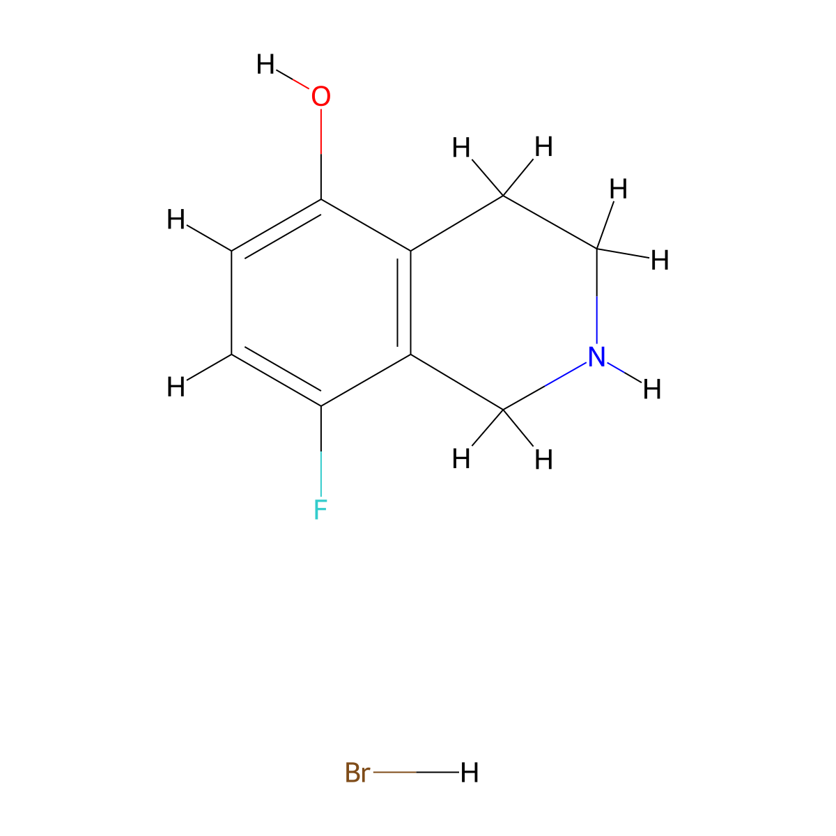 8-Fluoro-1,2,3,4-tetrahydroisoquinolin-5-ol hydrobromide molecular structure, CAS 2411294-47-6