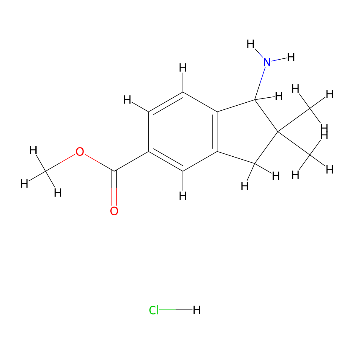 methyl 1-amino-2,2-dimethyl-2,3-dihydro-1H-indene-5-carboxylate hydrochloride molecular structure, CAS 2411295-11-7