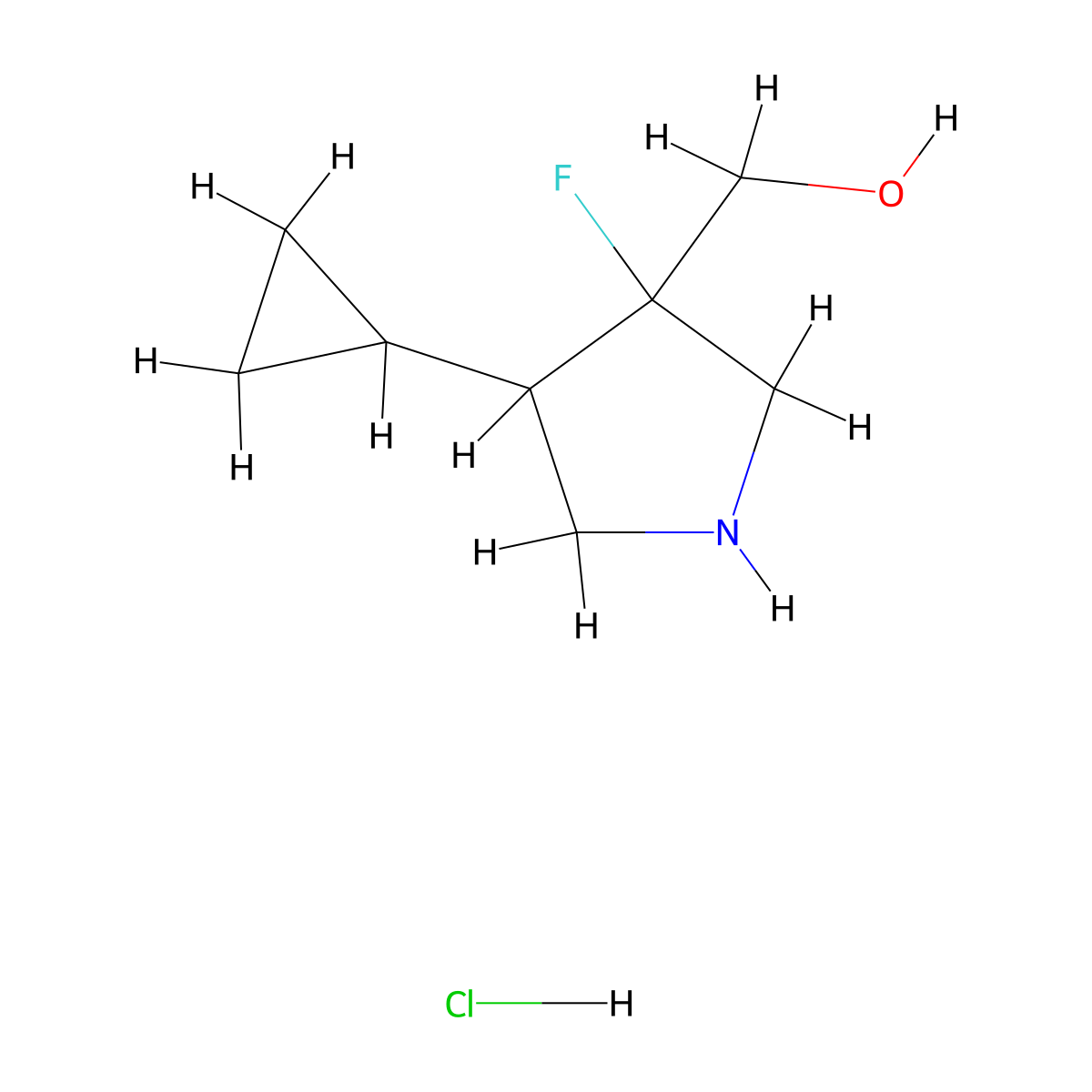 (4-Cyclopropyl-3-fluoropyrrolidin-3-yl)methanol hydrochloride molecular structure, CAS 2411295-51-5
