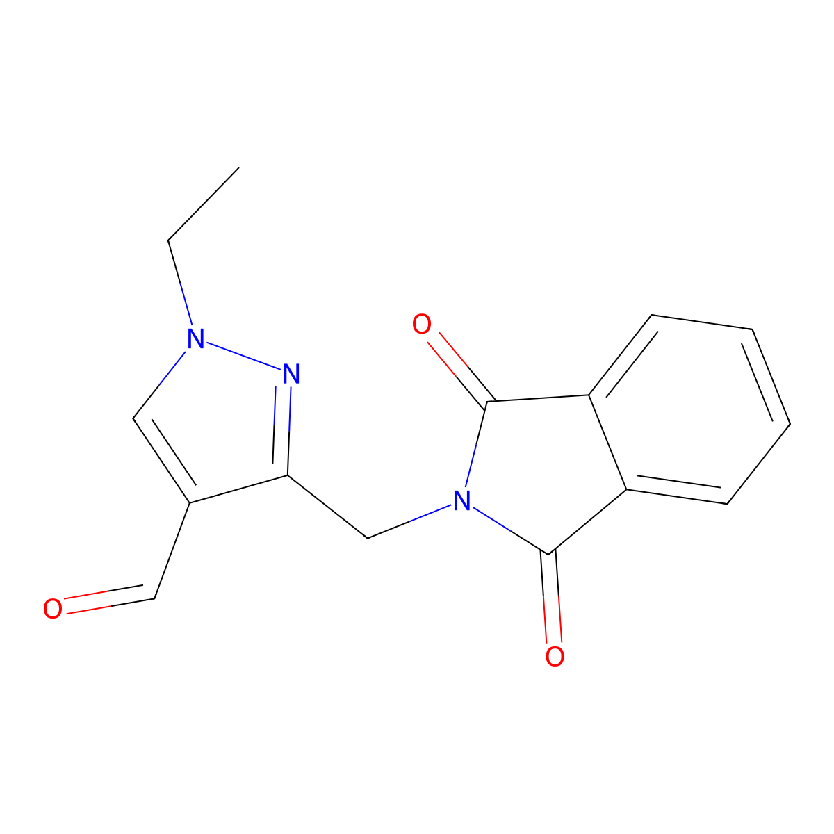 3-[(1,3-dioxo-2,3-dihydro-1H-isoindol-2-yl)methyl]-1-ethyl-1H-pyrazole-4-carbaldehyde molecular structure, CAS 2411298-41-2