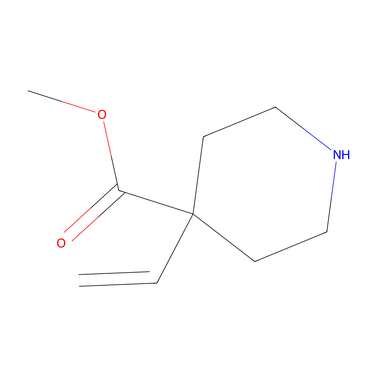 Methyl 4-ethenylpiperidine-4-carboxylate molecular structure, CAS 2411298-44-5