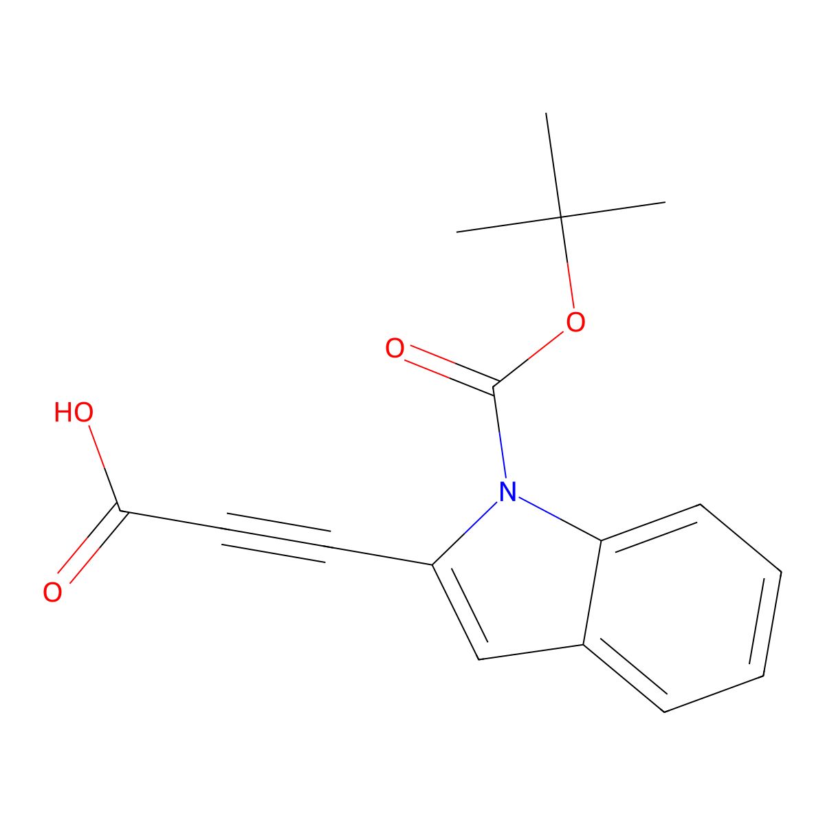 3-{1-[(tert-butoxy)carbonyl]-1H-indol-2-yl}prop-2-ynoic acid molecular structure, CAS 2411298-59-2