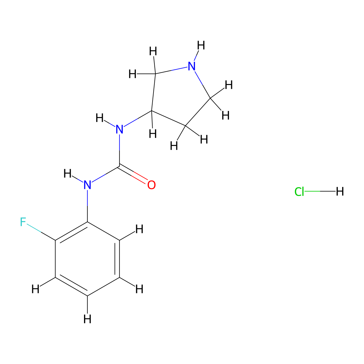 1-(2-Fluorophenyl)-3-(pyrrolidin-3-yl)urea hydrochloride molecular structure, CAS 2411298-73-0