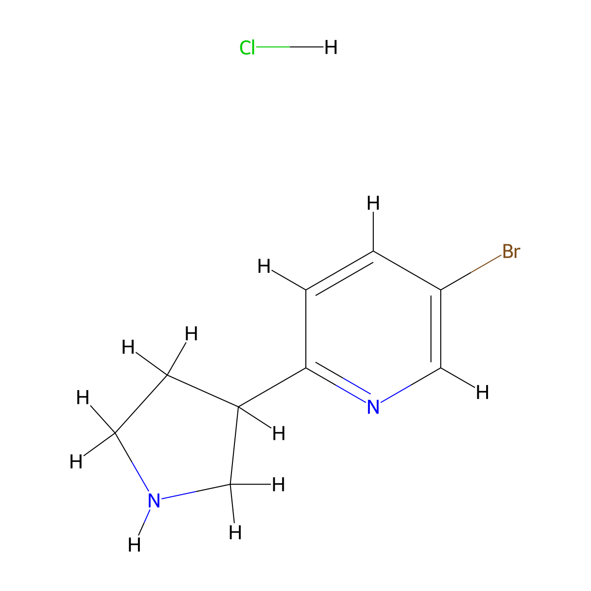 5-Bromo-2-(pyrrolidin-3-yl)pyridine hydrochloride molecular structure, CAS 2411298-76-3
