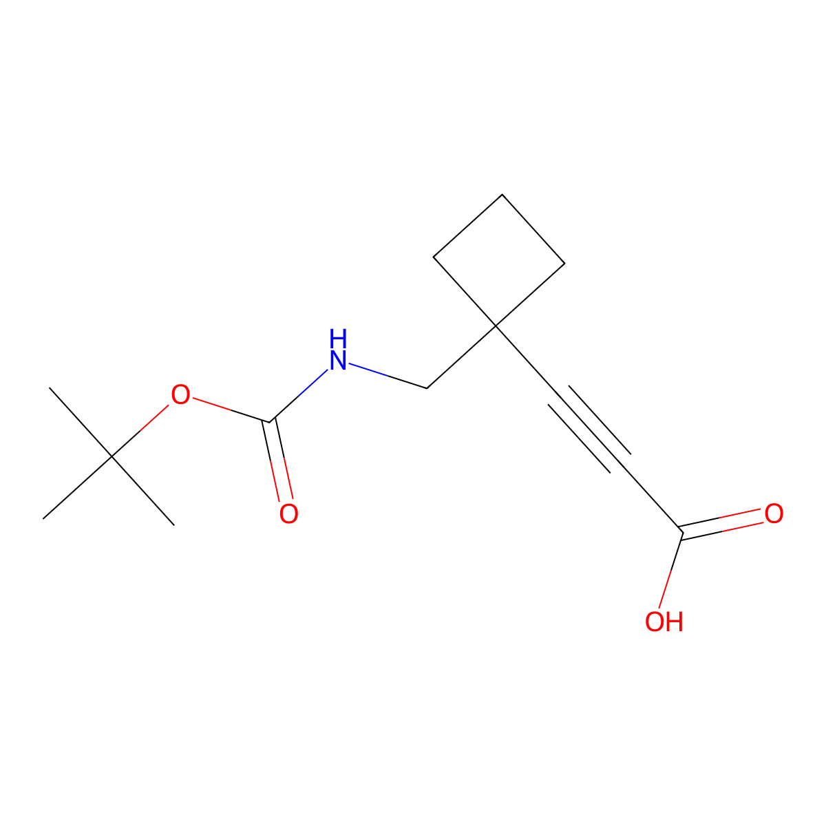 3-[1-({[(Tert-butoxy)carbonyl]amino}methyl)cyclobutyl]prop-2-ynoic acid molecular structure, CAS 2411299-48-2