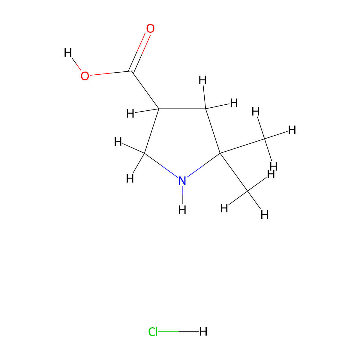5,5-Dimethylpyrrolidine-3-carboxylic acid hydrochloride molecular structure, CAS 2411299-56-2