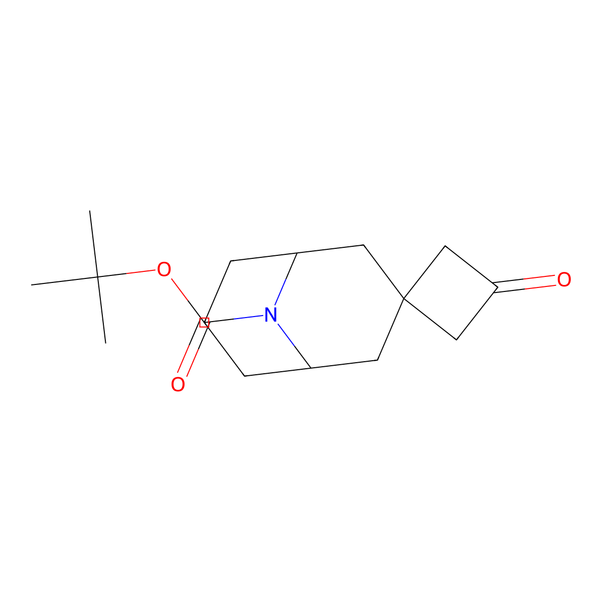 Tert-butyl3'-oxo-9-azaspiro[bicyclo[3.3.1]nonane-3,1'-cyclobutane]-9-carboxylate molecular structure, CAS 2411302-12-8