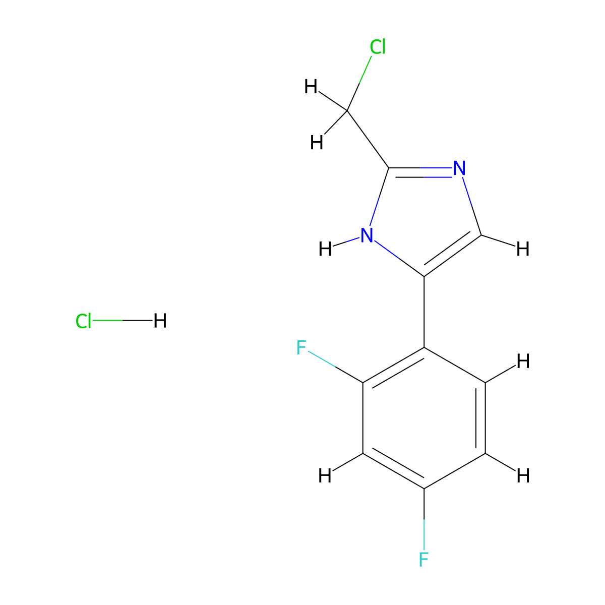 2-(Chloromethyl)-5-(2,4-difluorophenyl)-1H-imidazole;hydrochloride molecular structure, CAS 2411302-22-0