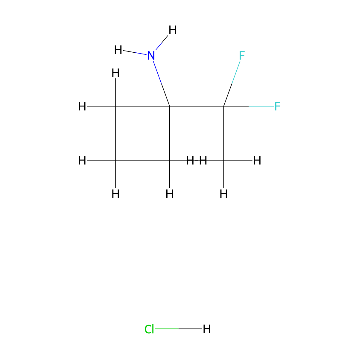 1-(1,1-Difluoroethyl)cyclobutan-1-amine hydrochloride molecular structure, CAS 2411306-06-2