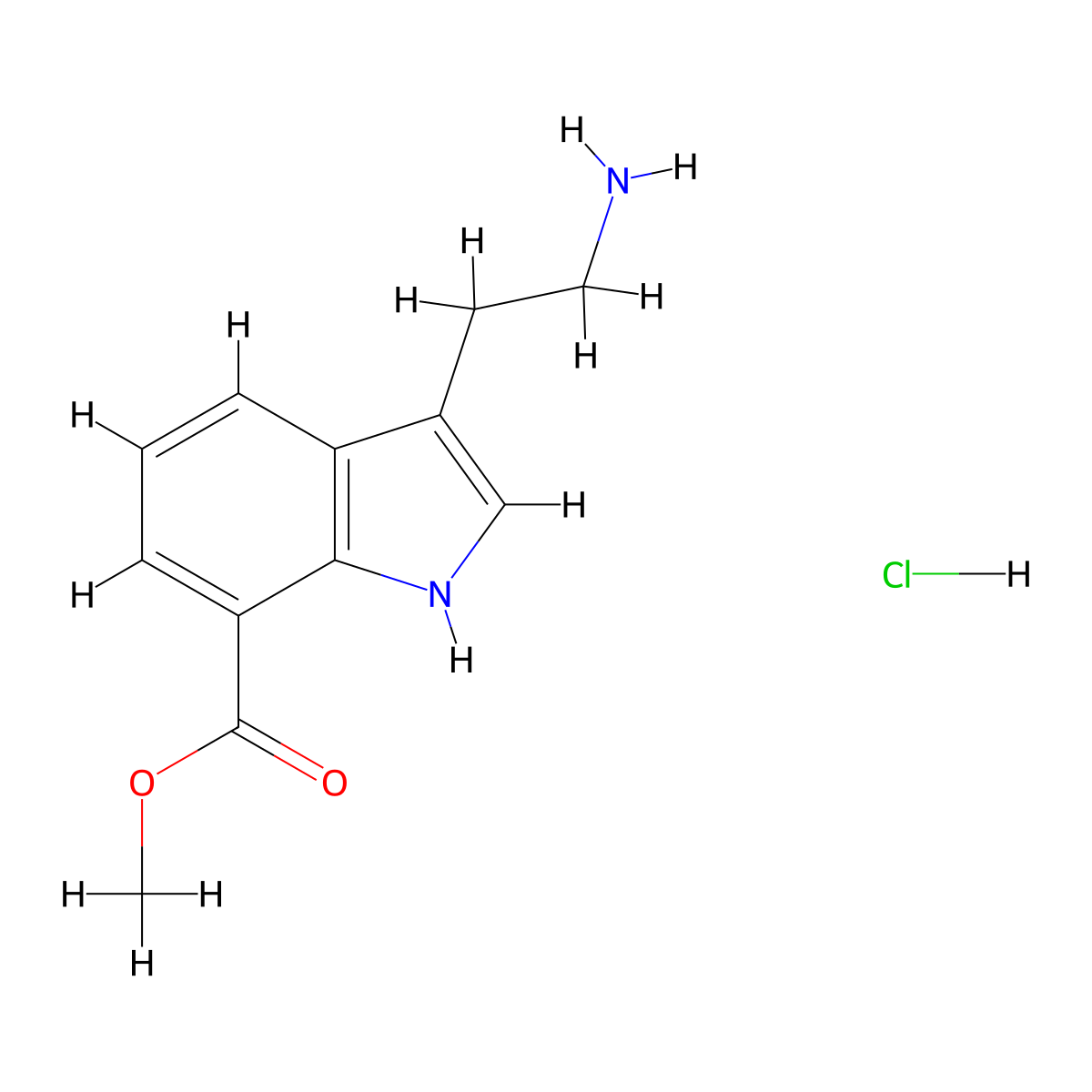 methyl 3-(2-aminoethyl)-1H-indole-7-carboxylate hydrochloride molecular structure, CAS 2411308-57-9