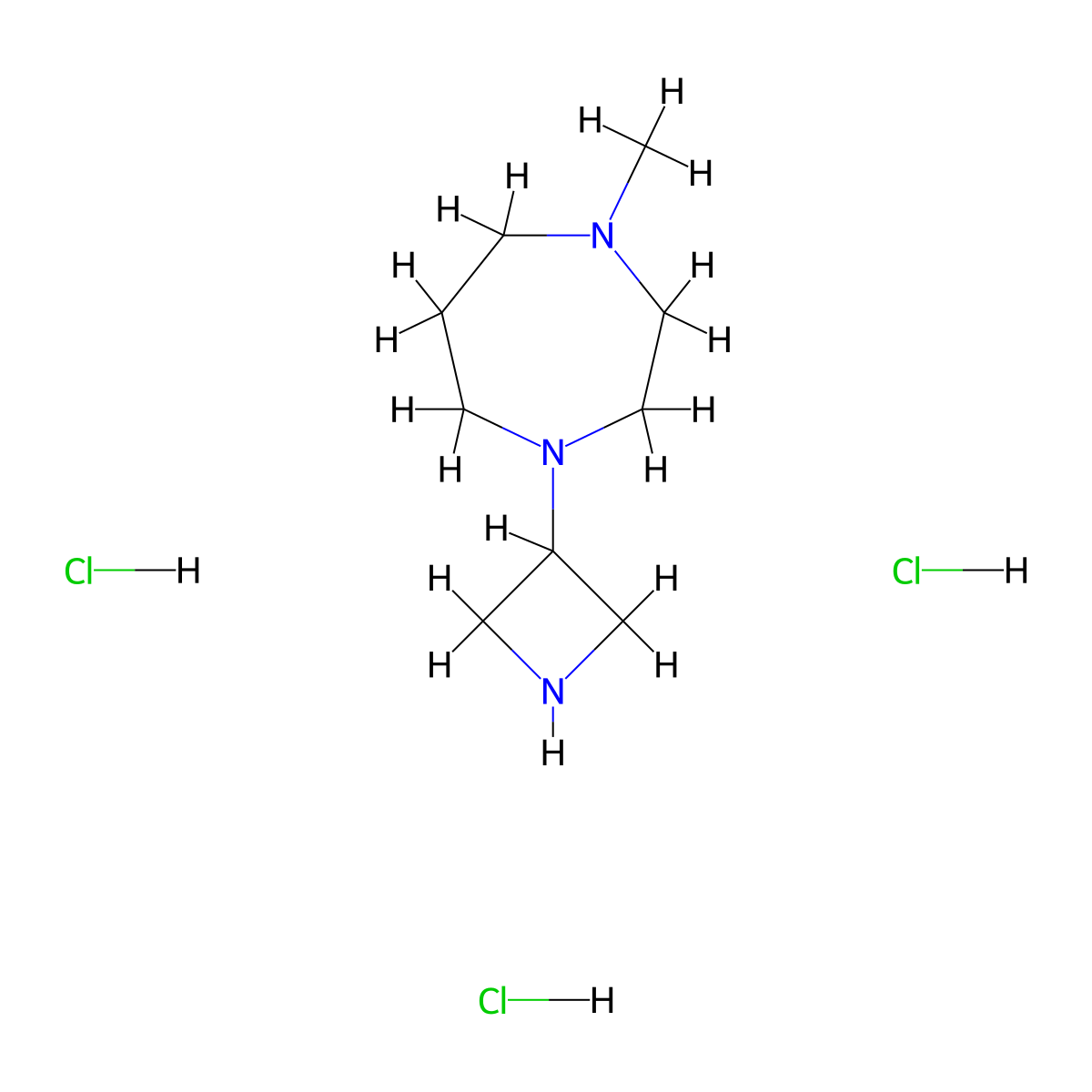 1-(Azetidin-3-yl)-4-methyl-1,4-diazepane trihydrochloride molecular structure, CAS 2411308-63-7