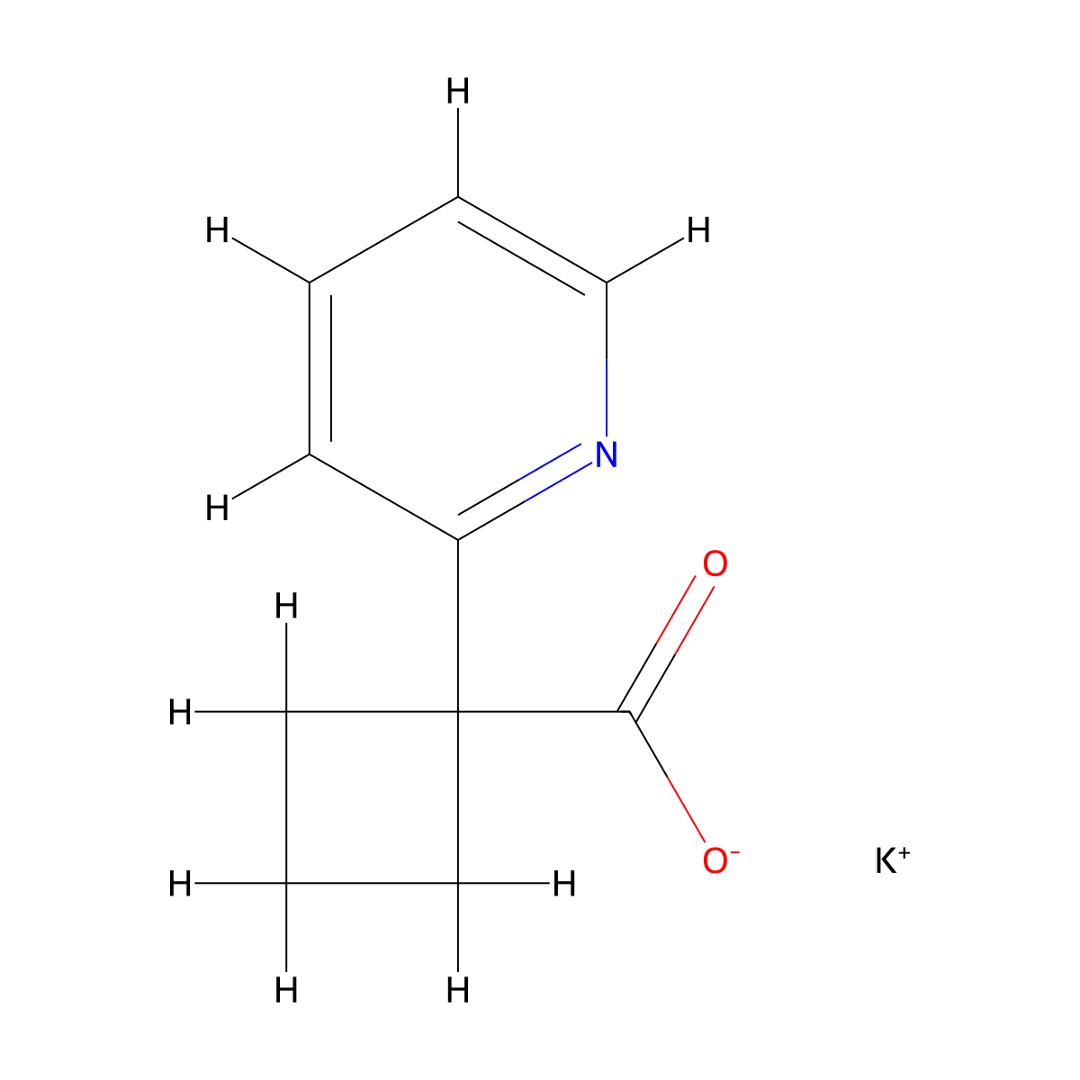 Potassium 1-(pyridin-2-yl)cyclobutane-1-carboxylate molecular structure, CAS 2411309-10-7