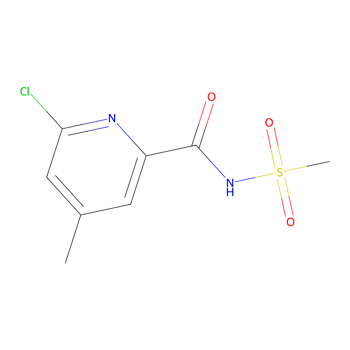 6-chloro-N-methanesulfonyl-4-methylpyridine-2-carboxamide molecular structure, CAS 2411309-11-8