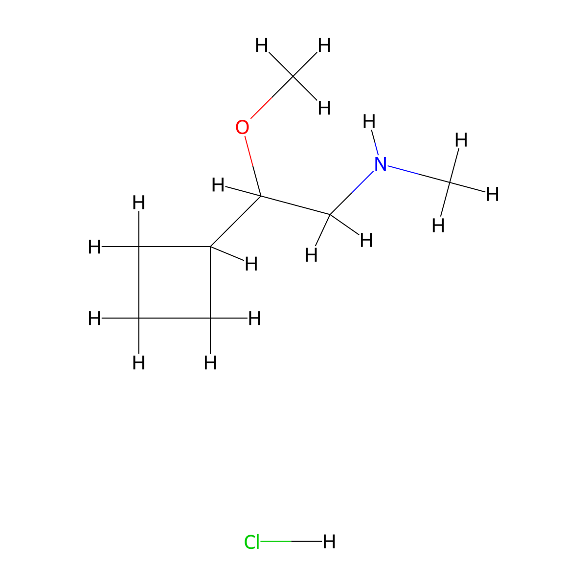 (2-Cyclobutyl-2-methoxyethyl)(methyl)amine hydrochloride molecular structure, CAS 2411309-48-1