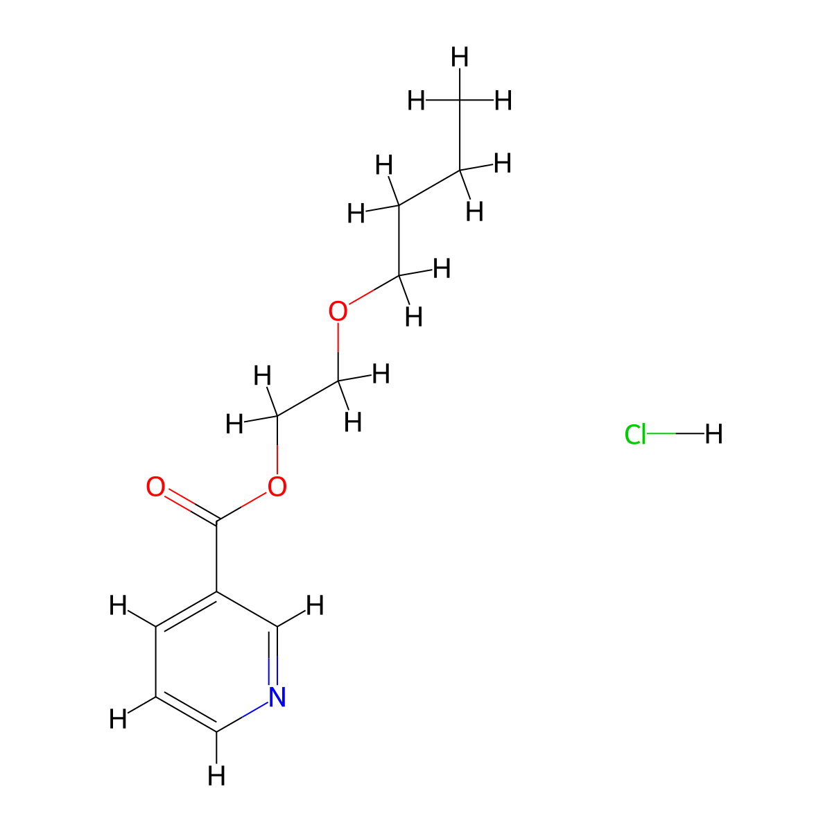 2-Butoxyethylpyridine-3-carboxylatehydrochloride molecular structure, CAS 2411312-19-9