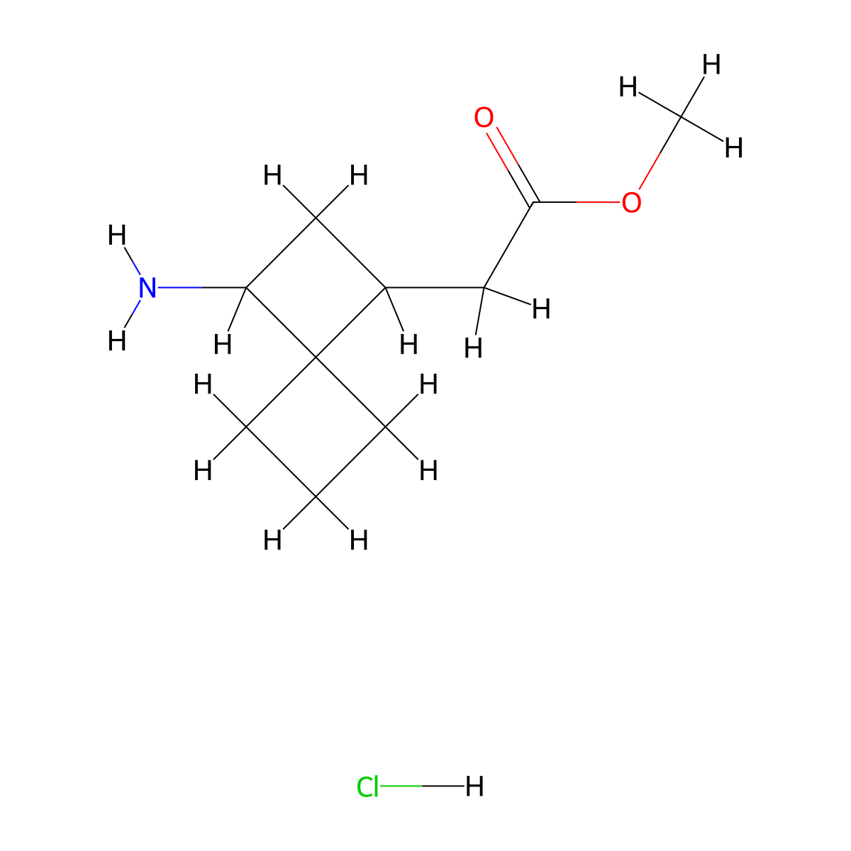 methyl 2-{3-aminospiro[3.3]heptan-1-yl}acetate hydrochloride, Mixture of diastereomers molecular structure, CAS 2411315-23-4