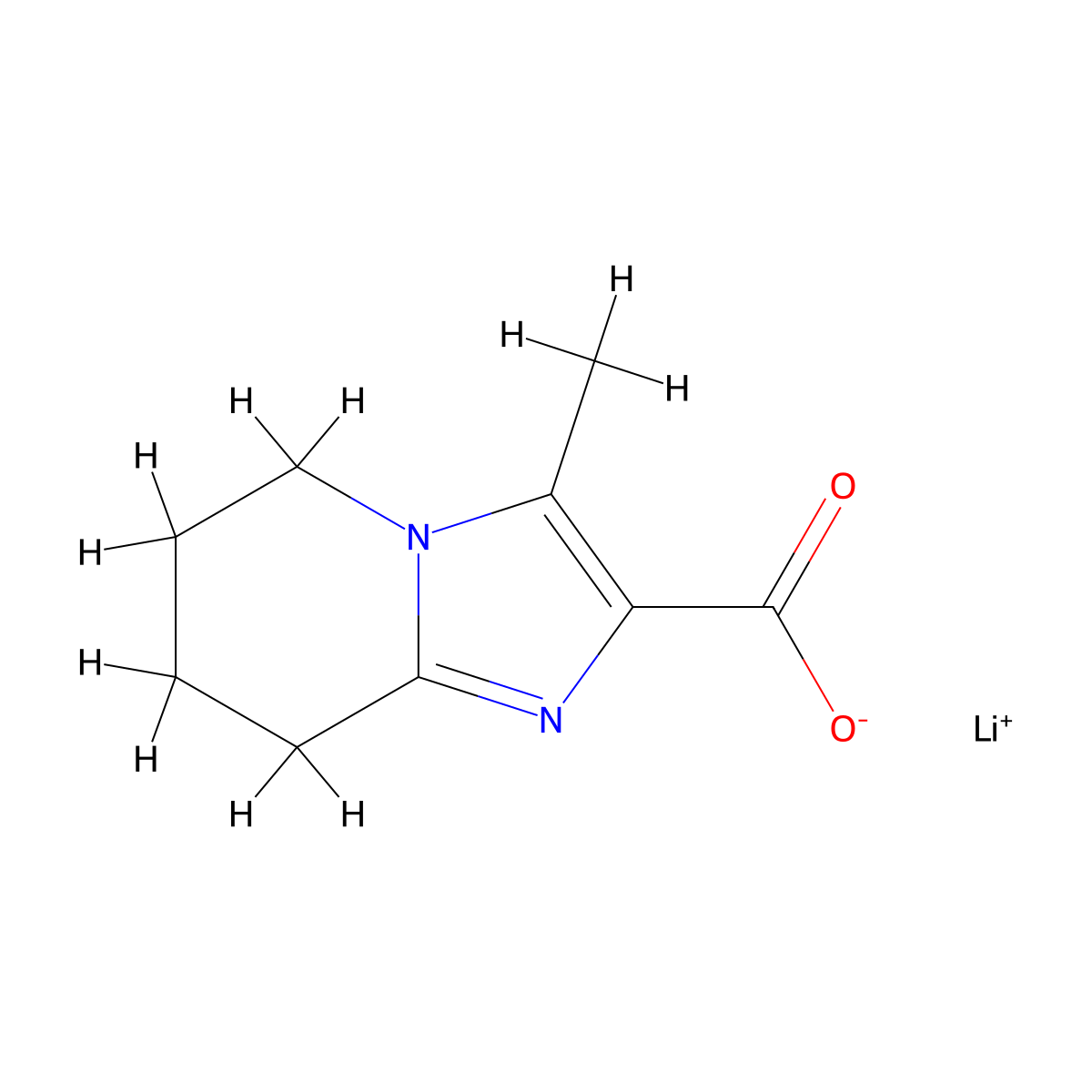 lithium(1+) 3-methyl-5H,6H,7H,8H-imidazo[1,2-a]pyridine-2-carboxylate molecular structure, CAS 2411315-26-7