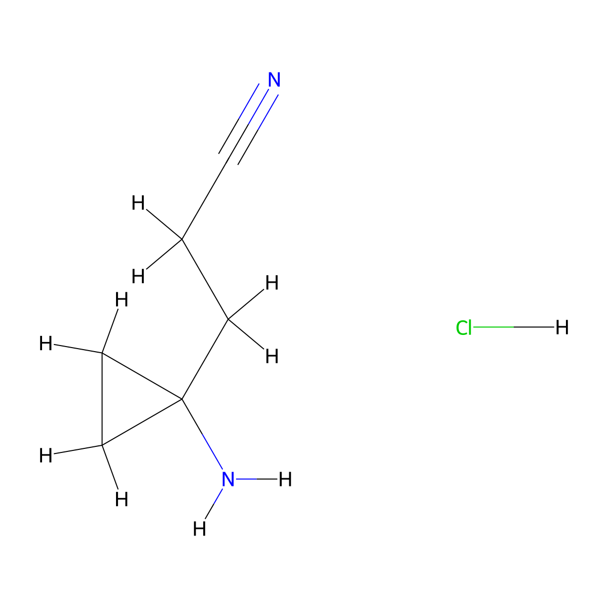 3-(1-Aminocyclopropyl)propanenitrile hydrochloride molecular structure, CAS 2411319-32-7