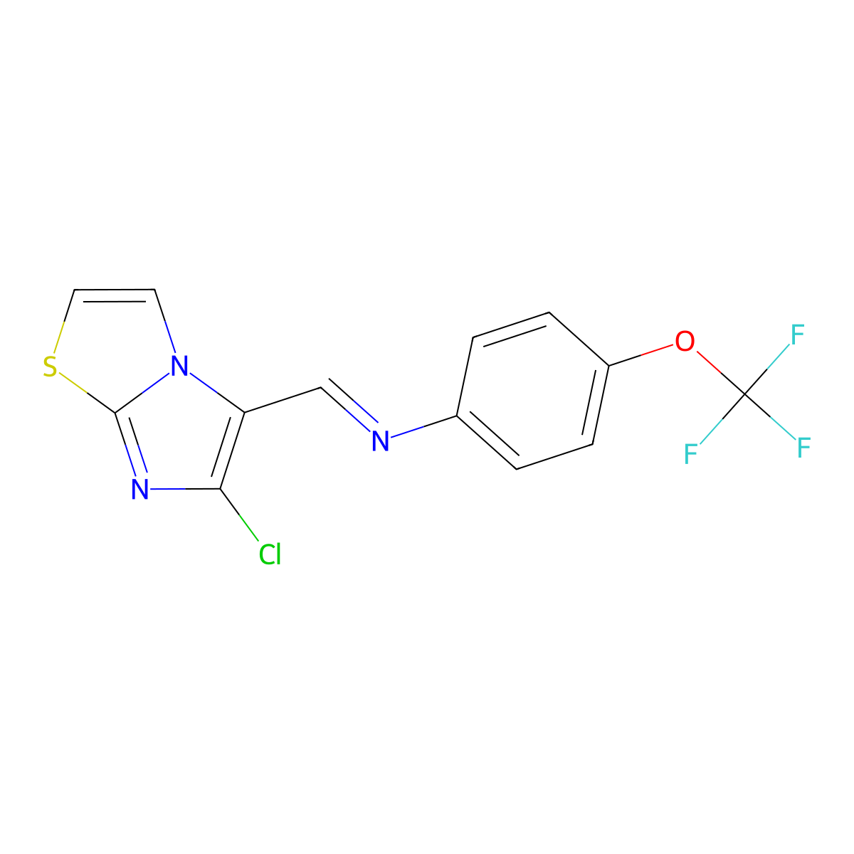 N-((6-Chloroimidazo(2,1-b)thiazol-5-yl)methylene)-4-(trifluoromethoxy)benzenamine molecular structure, CAS 241132-38-7