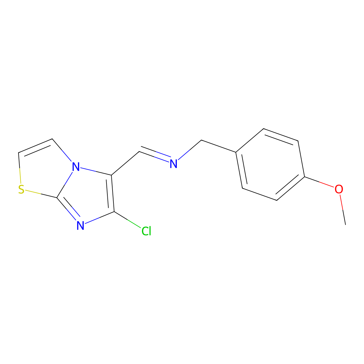 N-[(6-chloroimidazo[2,1-b][1,3]thiazol-5-yl)methylene](4-methoxyphenyl)methanamine molecular structure, CAS 241132-51-4