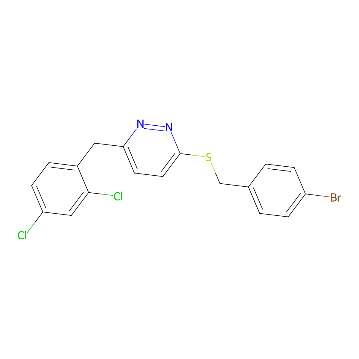 3-{[(4-Bromophenyl)methyl]sulfanyl}-6-[(2,4-dichlorophenyl)methyl]pyridazine molecular structure, CAS 241132-59-2
