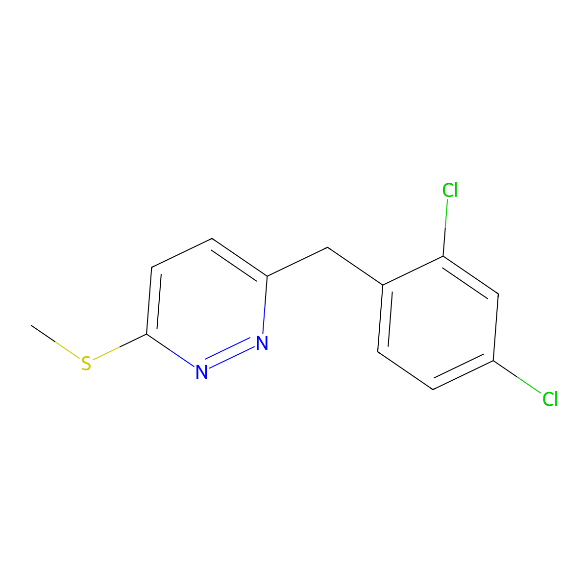 3-((2,4-Dichlorophenyl)methyl)-6-(methylthio)pyridazine molecular structure, CAS 241132-71-8