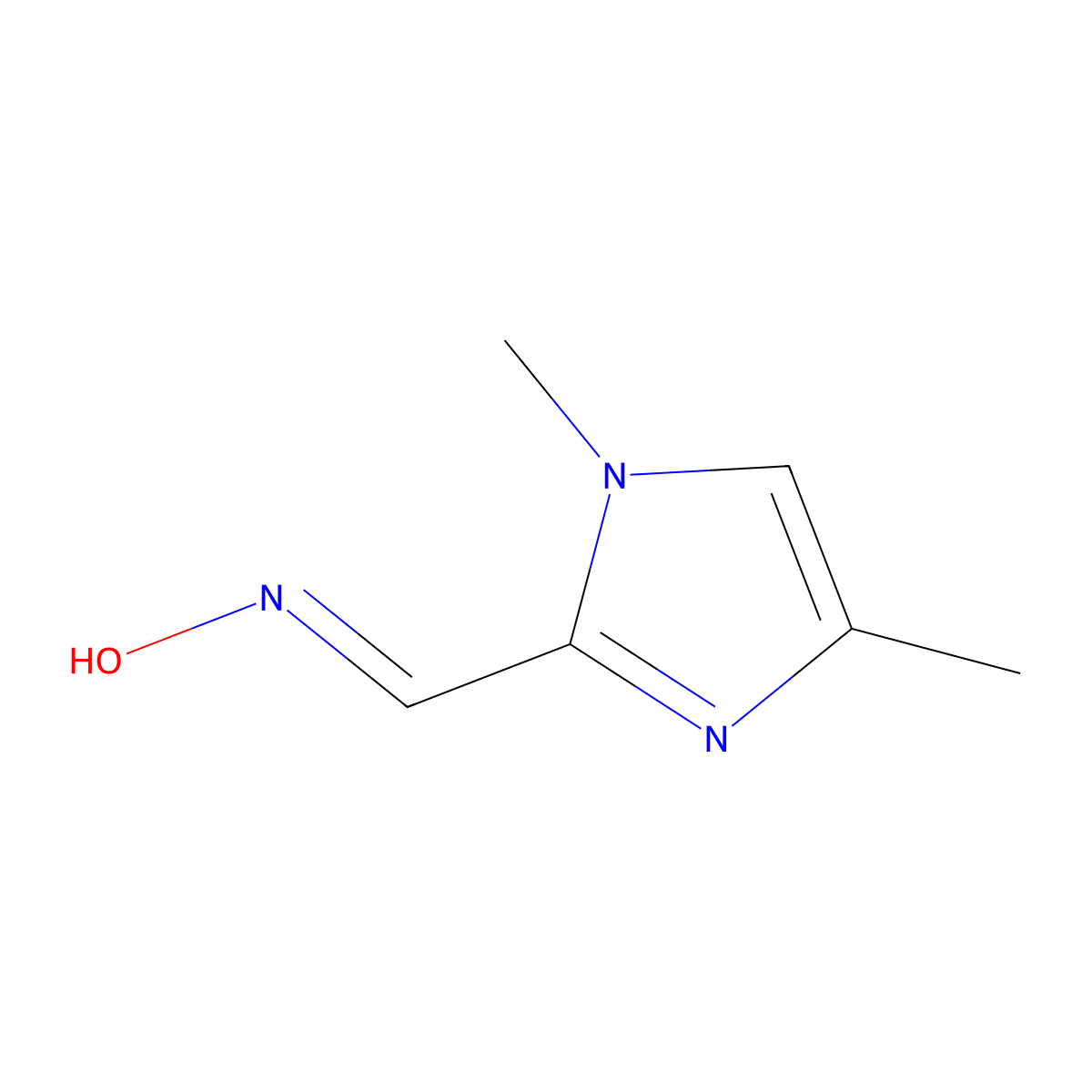 (NE)-N-[(1,4-dimethylimidazol-2-yl)methylidene]hydroxylamine molecular structure, CAS 2411332-35-7
