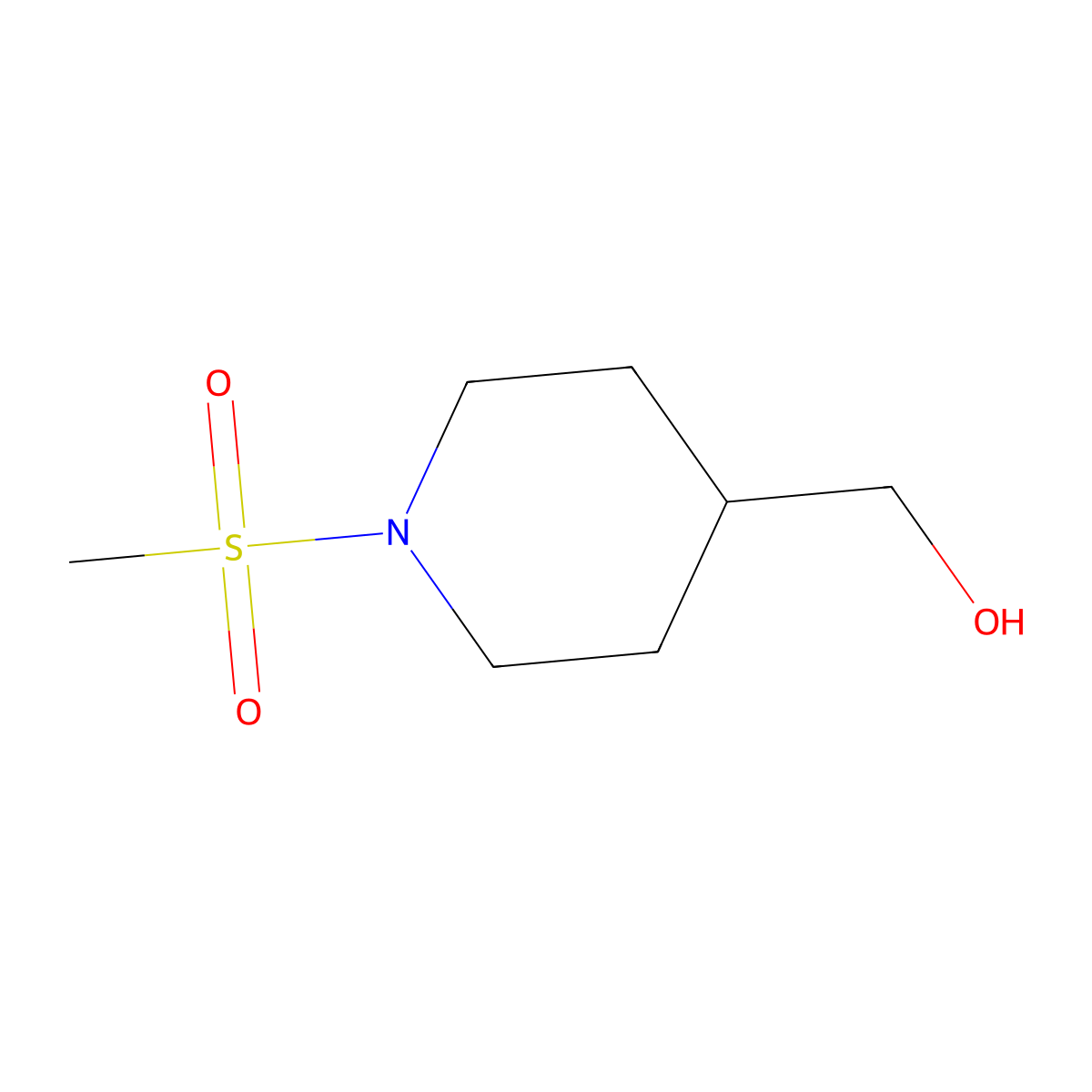 (1-(Methylsulfonyl)piperidin-4-yl)methanol molecular structure, CAS 241134-34-9