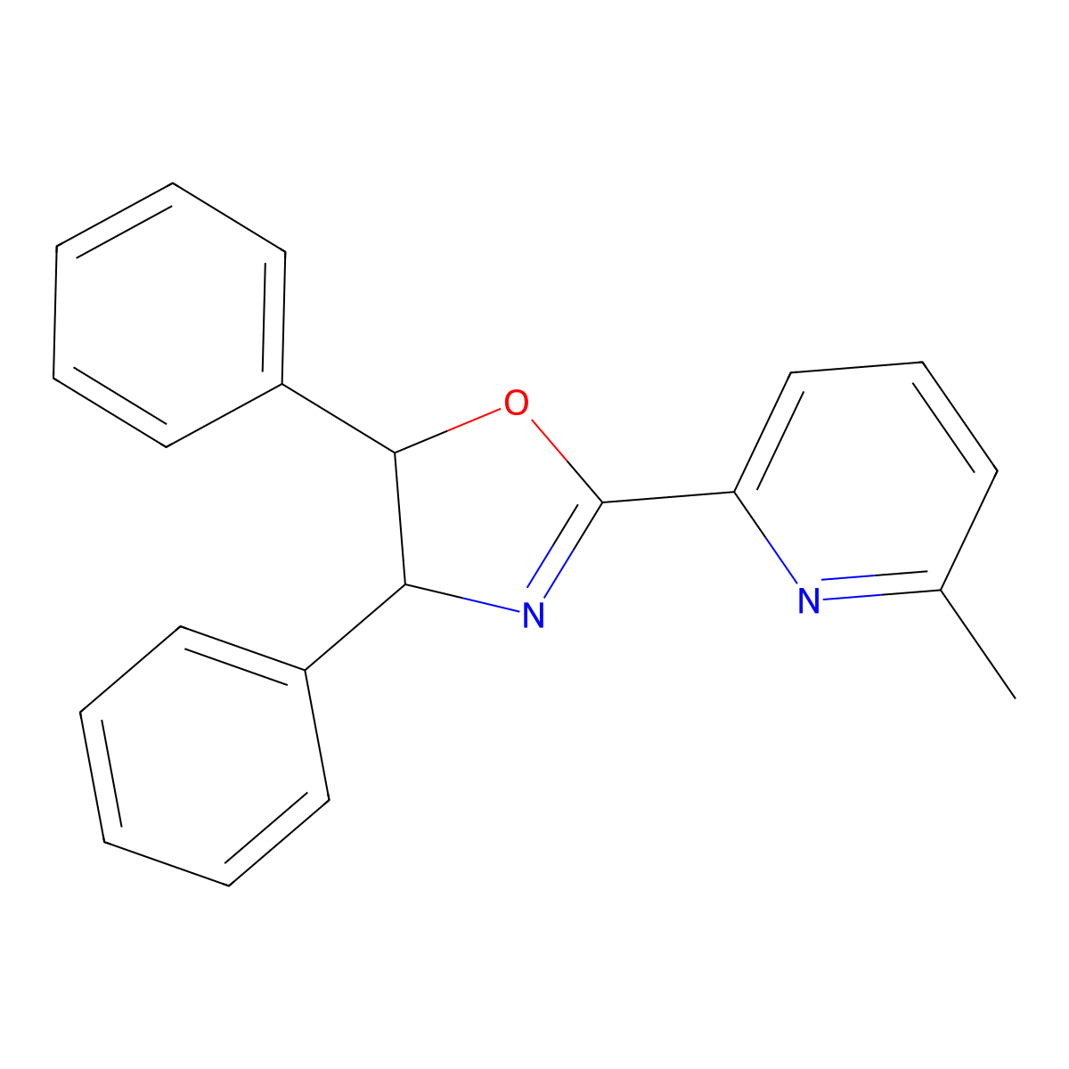 (4S,5R)-2-(6-Methylpyridin-2-yl)-4,5-diphenyl-4,5-dihydrooxazole molecular structure, CAS 2411385-99-2