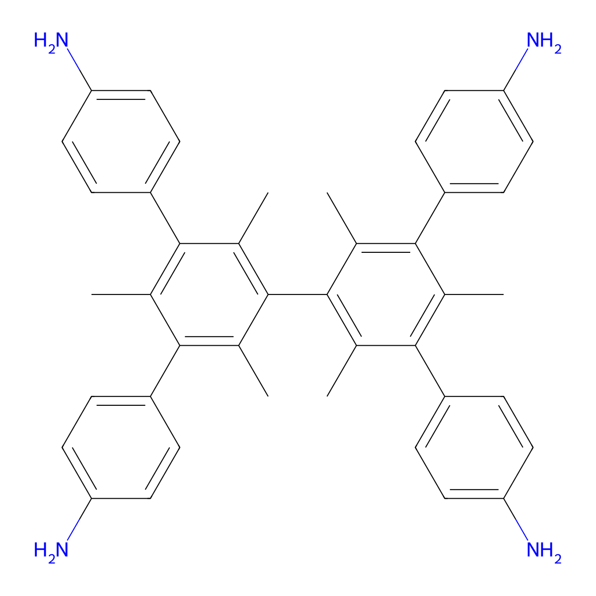 5',5''-Bis(4-aminophenyl)-2',2'',4',4'',6',6''-hexamethyl-[1,1':3',1'':3'',1'''-quaterphenyl]-4,4'''-diamine molecular structure, CAS 2411406-16-9