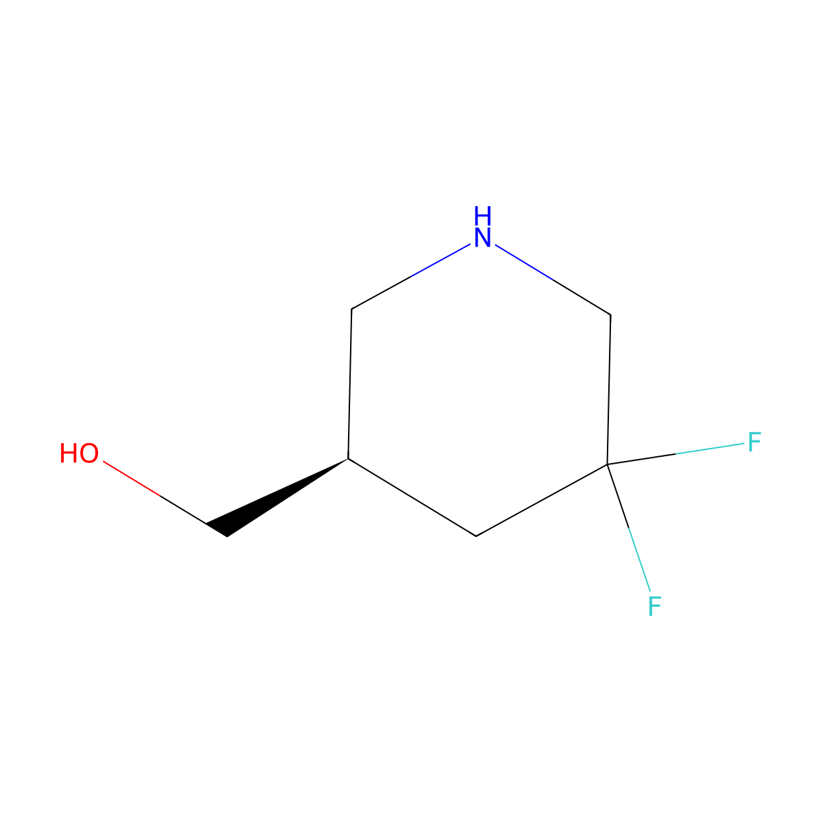 (R)-(5,5-Difluoropiperidin-3-yl)methanol molecular structure, CAS 2411419-66-2