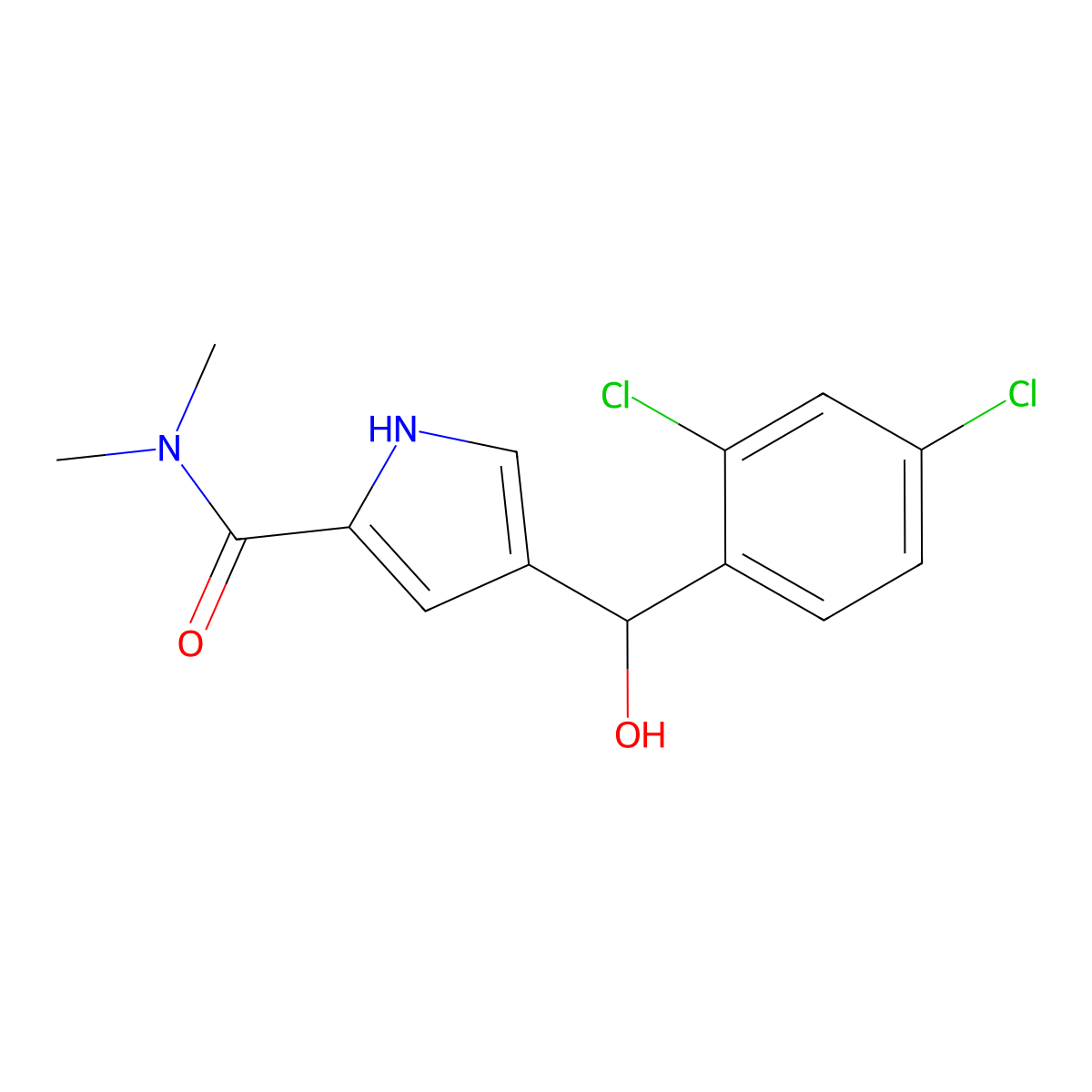 4-[(2,4-dichlorophenyl)(hydroxy)methyl]-N,N-dimethyl-1H-pyrrole-2-carboxamide molecular structure, CAS 241146-74-7