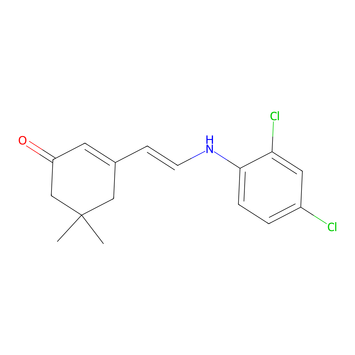 3-[2-(2,4-Dichloroanilino)ethenyl]-5,5-dimethylcyclohex-2-en-1-one molecular structure, CAS 241146-81-6