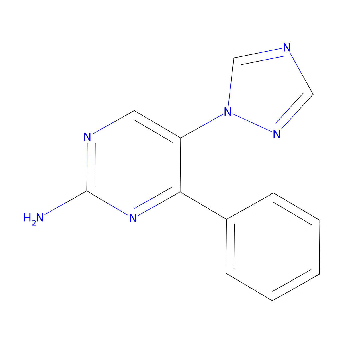 4-phenyl-5-(1H-1,2,4-triazol-1-yl)-2-pyrimidinamine molecular structure, CAS 241146-85-0