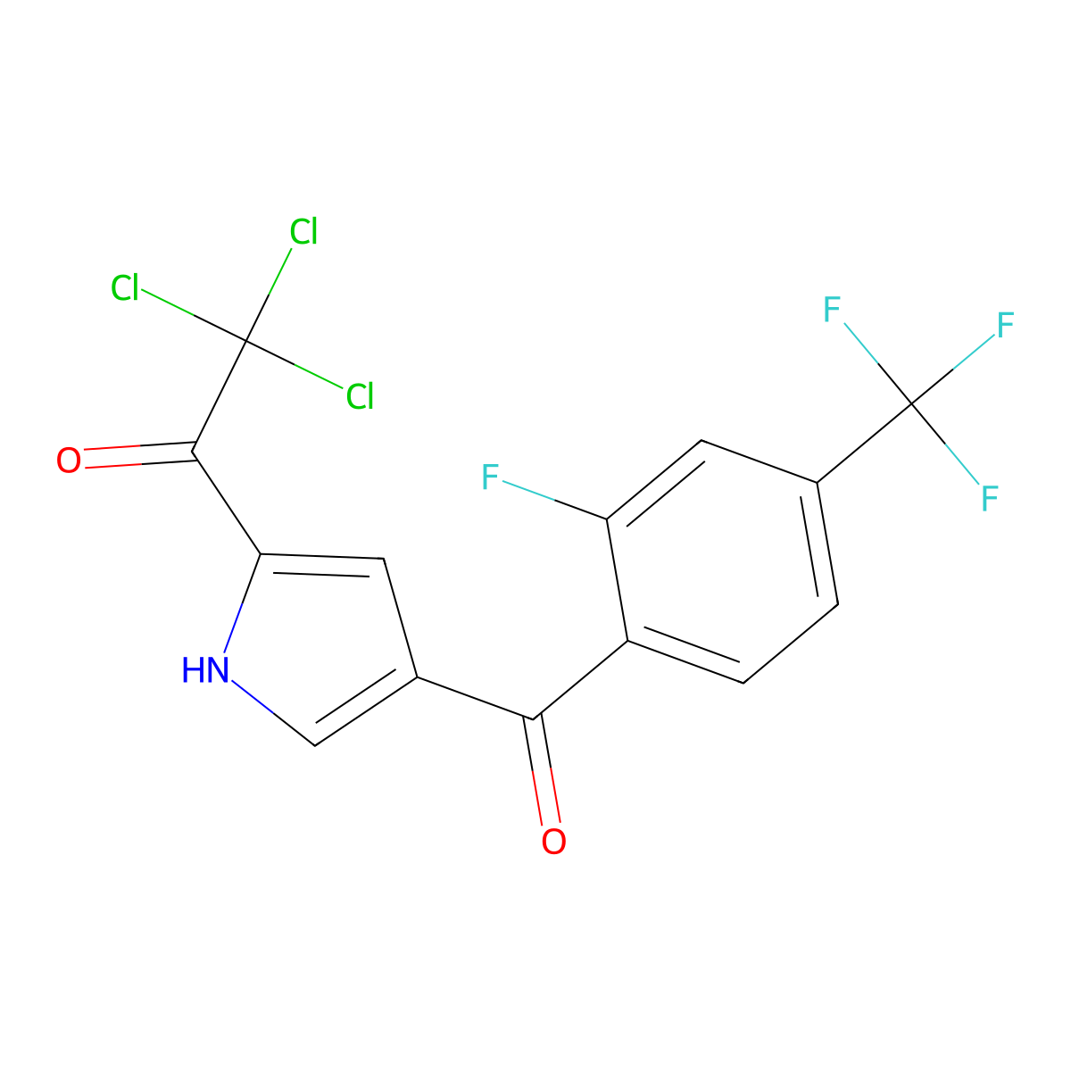 2,2,2-trichloro-1-{4-[2-fluoro-4-(trifluoromethyl)benzoyl]-1H-pyrrol-2-yl}-1-ethanone molecular structure, CAS 241146-87-2