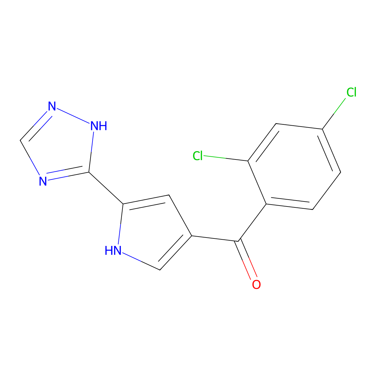 (2,4-dichlorophenyl)[5-(1H-1,2,4-triazol-5-yl)-1H-pyrrol-3-yl]methanone molecular structure, CAS 241146-94-1
