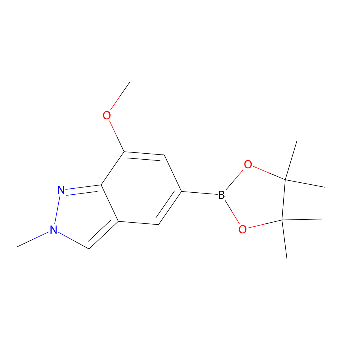 7-methoxy-2-methyl-5-(4,4,5,5-tetramethyl-1,3,2-dioxaborolan-2-yl)-2H-indazole molecular structure, CAS 2411462-03-6