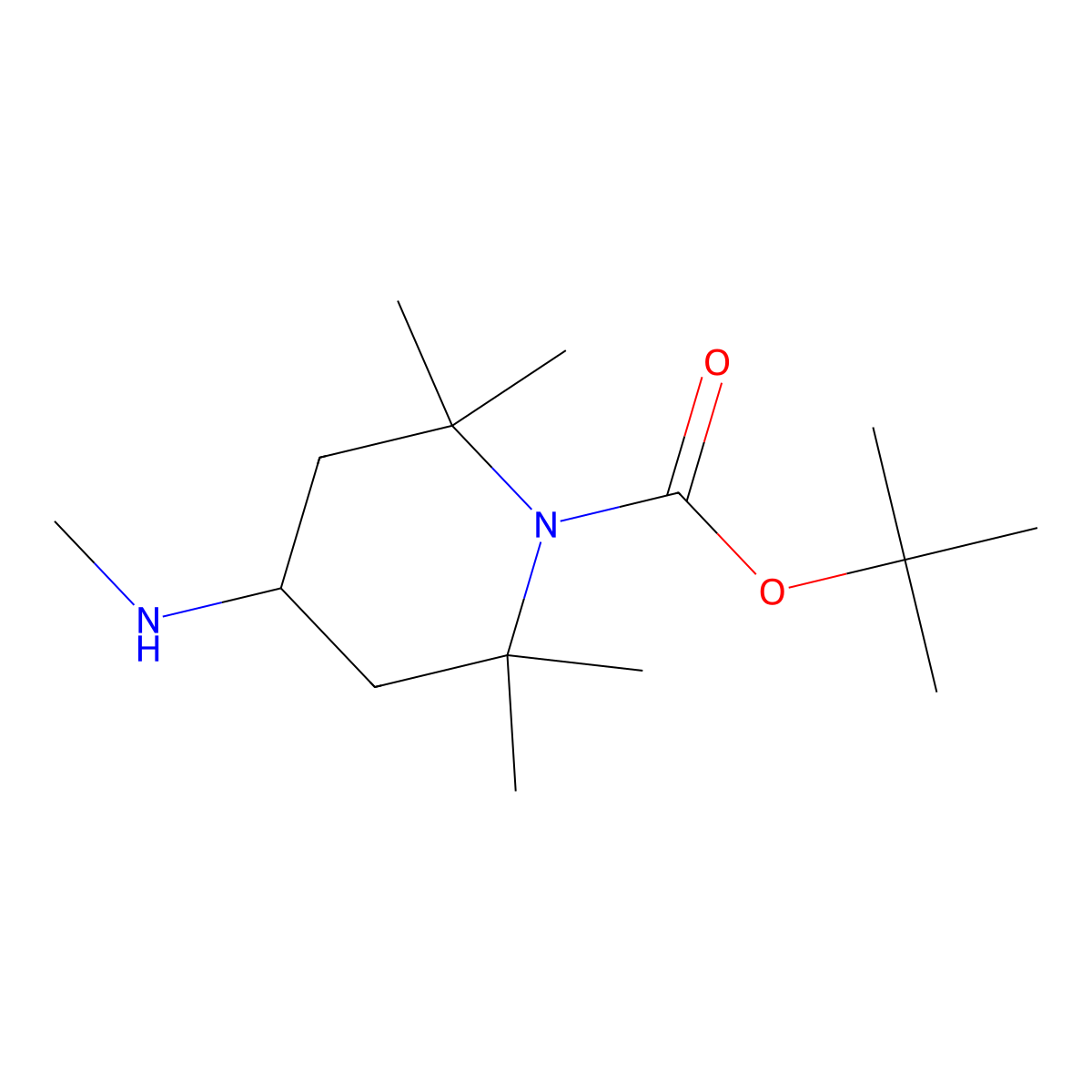 2,2,6,6-Tetramethyl-4-methylamino-piperidine-1-carboxylic acid tert-butyl ester molecular structure, CAS 2411462-37-6