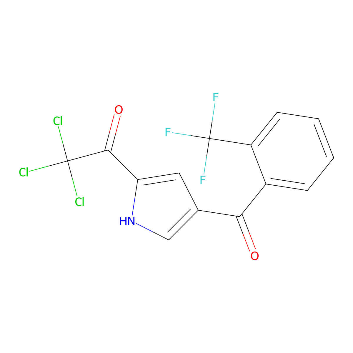 2,2,2-trichloro-1-{4-[2-(trifluoromethyl)benzoyl]-1H-pyrrol-2-yl}-1-ethanone molecular structure, CAS 241147-01-3