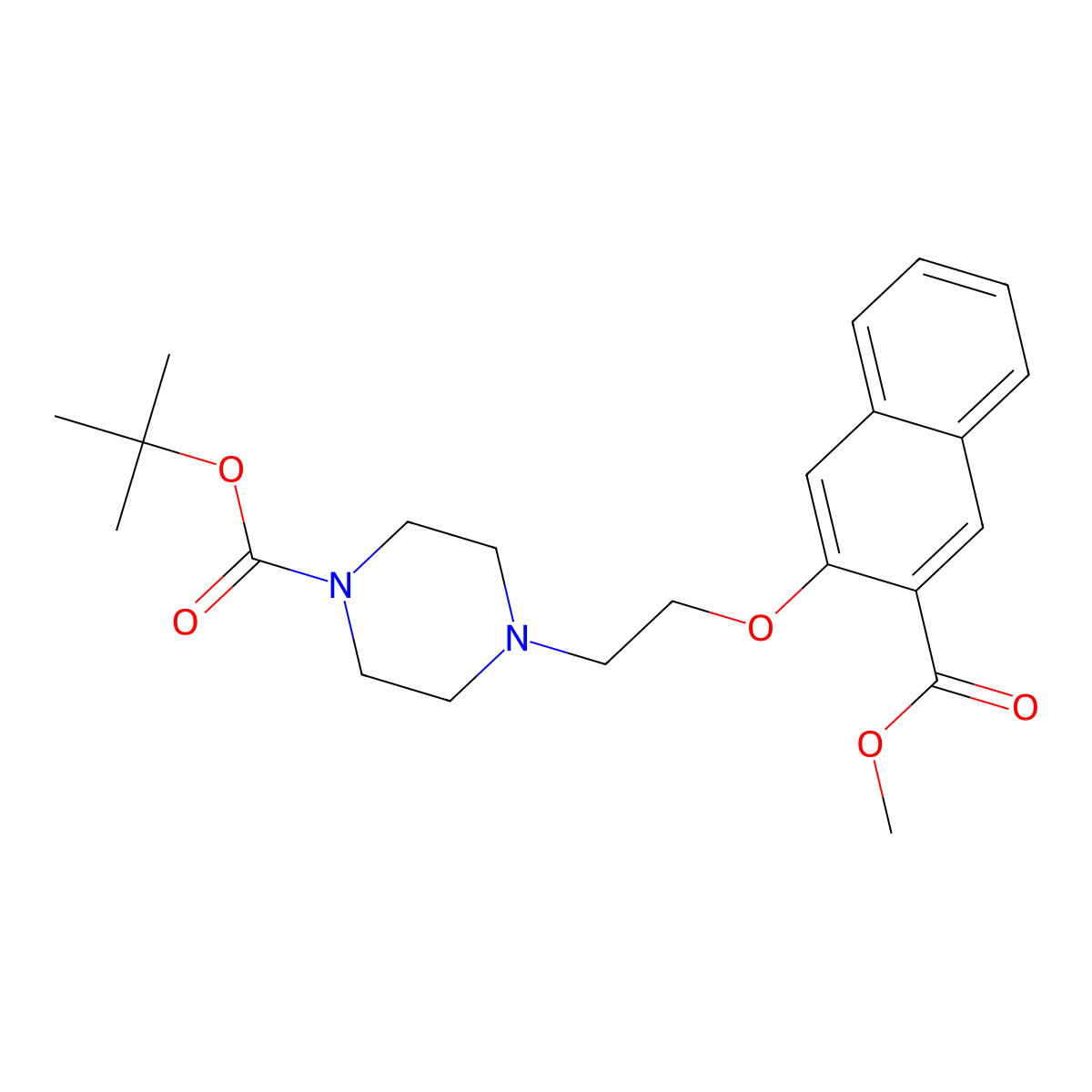 Tert-butyl 4-(2-{[3-(methoxycarbonyl)naphthalen-2-yl]oxy}ethyl)piperazine-1-carboxylate molecular structure, CAS 2411471-77-5