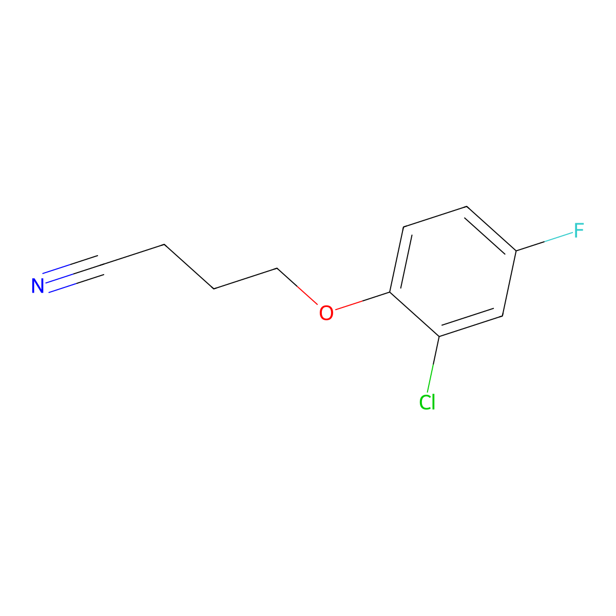 4-(2-Chloro-4-fluoro-phenoxy)butanenitrile molecular structure, CAS 24115-21-7