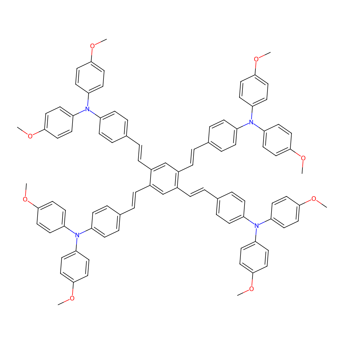 (E,E,E,E)-1,2,4,5-Tetrakis[4-[bis(4-methoxyphenyl)amino]styryl]benZene molecular structure, CAS 2411528-61-3