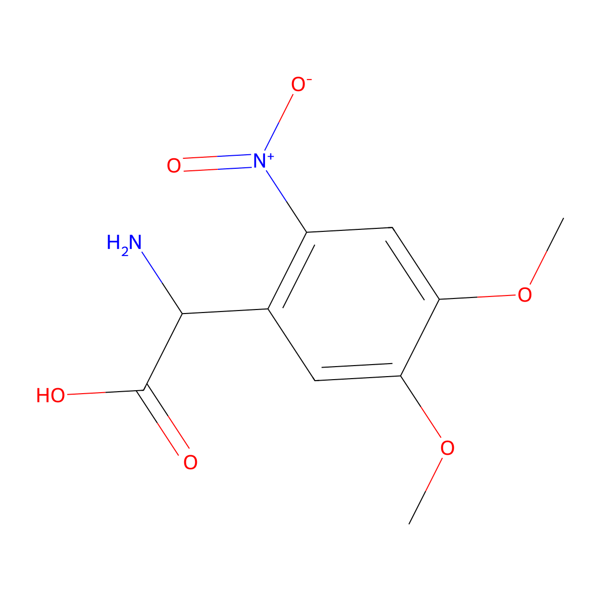 2-Amino-2-(4,5-dimethoxy-2-nitrophenyl)acetic acid molecular structure, CAS 241155-20-4